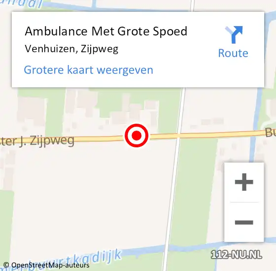 Locatie op kaart van de 112 melding: Ambulance Met Grote Spoed Naar Venhuizen, Zijpweg op 16 november 2018 14:18