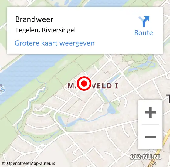 Locatie op kaart van de 112 melding: Brandweer Tegelen, Riviersingel op 16 november 2018 14:38