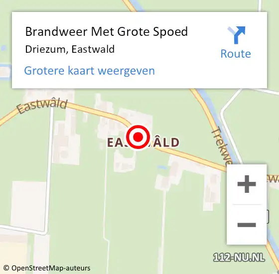 Locatie op kaart van de 112 melding: Brandweer Met Grote Spoed Naar Driezum, Eastwald op 16 november 2018 14:58