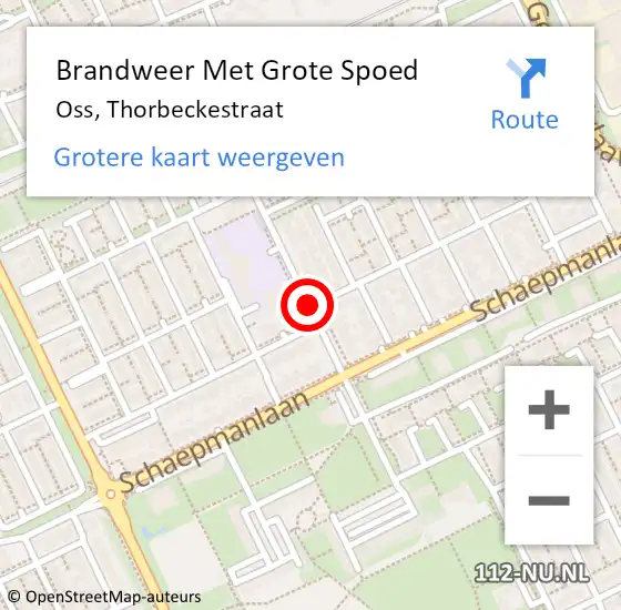 Locatie op kaart van de 112 melding: Brandweer Met Grote Spoed Naar Oss, Thorbeckestraat op 16 november 2018 15:00