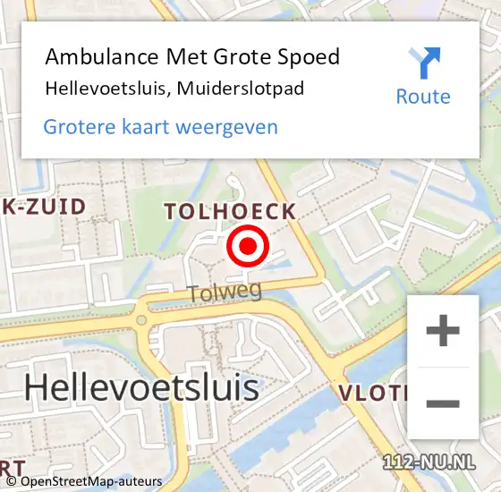 Locatie op kaart van de 112 melding: Ambulance Met Grote Spoed Naar Hellevoetsluis, Muiderslotpad op 16 november 2018 15:23