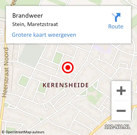 Locatie op kaart van de 112 melding: Brandweer Stein, Maretzstraat op 14 maart 2014 19:32