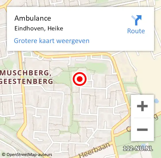 Locatie op kaart van de 112 melding: Ambulance Eindhoven, Heike op 16 november 2018 16:14