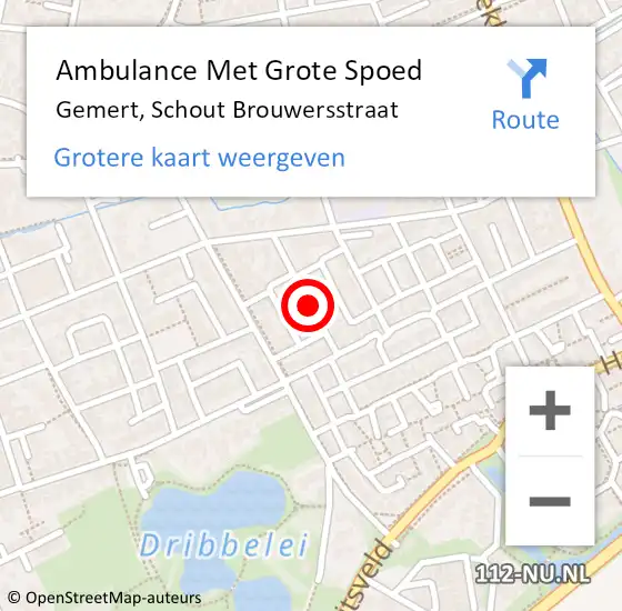 Locatie op kaart van de 112 melding: Ambulance Met Grote Spoed Naar Gemert, Schout Brouwersstraat op 16 november 2018 16:29