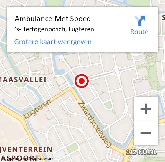 Locatie op kaart van de 112 melding: Ambulance Met Spoed Naar 's-Hertogenbosch, Lugteren op 16 november 2018 16:54