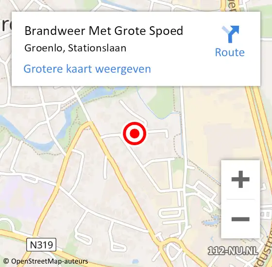 Locatie op kaart van de 112 melding: Brandweer Met Grote Spoed Naar Groenlo, Stationslaan op 16 november 2018 16:59