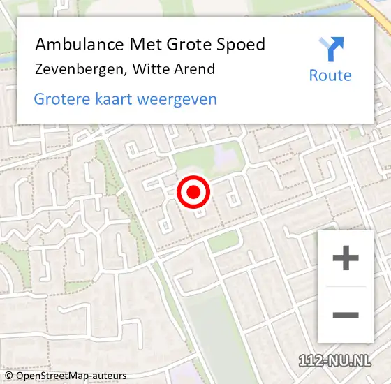 Locatie op kaart van de 112 melding: Ambulance Met Grote Spoed Naar Zevenbergen, Witte Arend op 16 november 2018 18:01