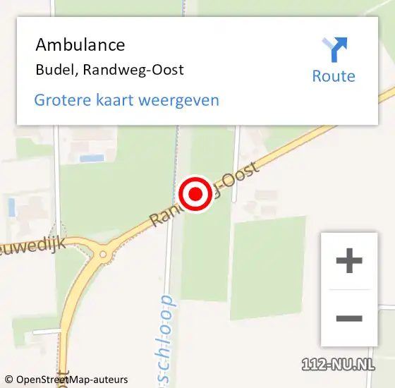 Locatie op kaart van de 112 melding: Ambulance Budel, Randweg-Oost op 16 november 2018 18:04
