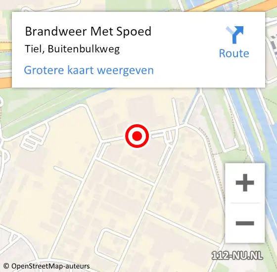 Locatie op kaart van de 112 melding: Brandweer Met Spoed Naar Tiel, Buitenbulkweg op 16 november 2018 18:07