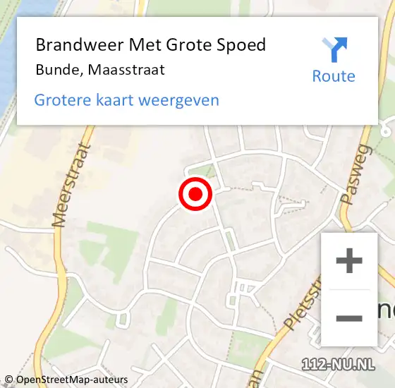 Locatie op kaart van de 112 melding: Brandweer Met Grote Spoed Naar Bunde, Maasstraat op 16 november 2018 18:11