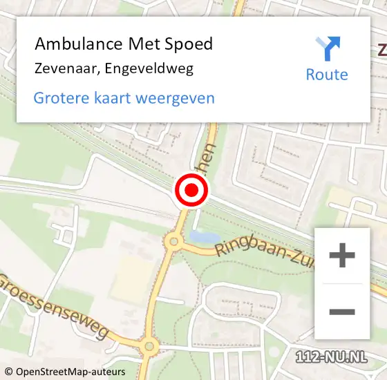 Locatie op kaart van de 112 melding: Ambulance Met Spoed Naar Zevenaar, Engeveldweg op 16 november 2018 18:44