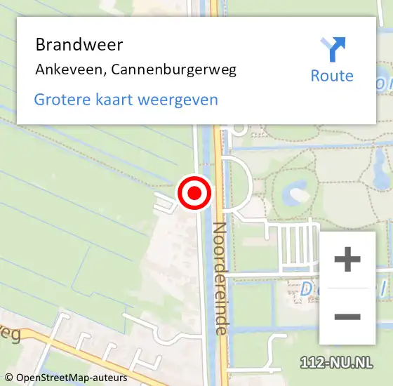 Locatie op kaart van de 112 melding: Brandweer Ankeveen, Cannenburgerweg op 16 november 2018 19:48