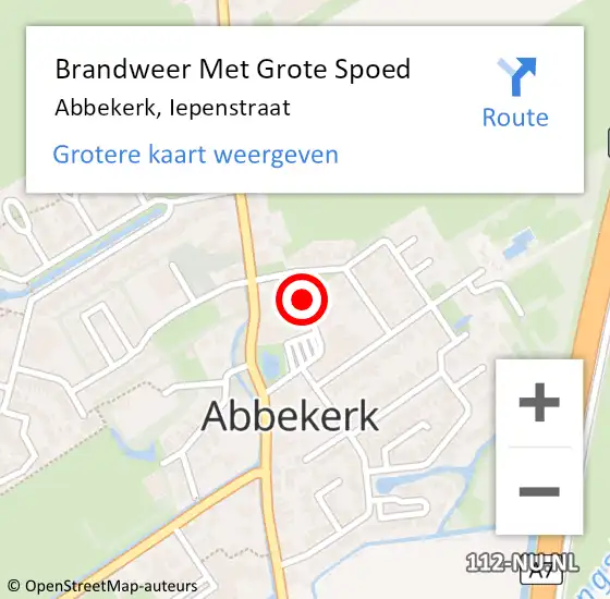 Locatie op kaart van de 112 melding: Brandweer Met Grote Spoed Naar Abbekerk, Iepenstraat op 16 november 2018 19:50