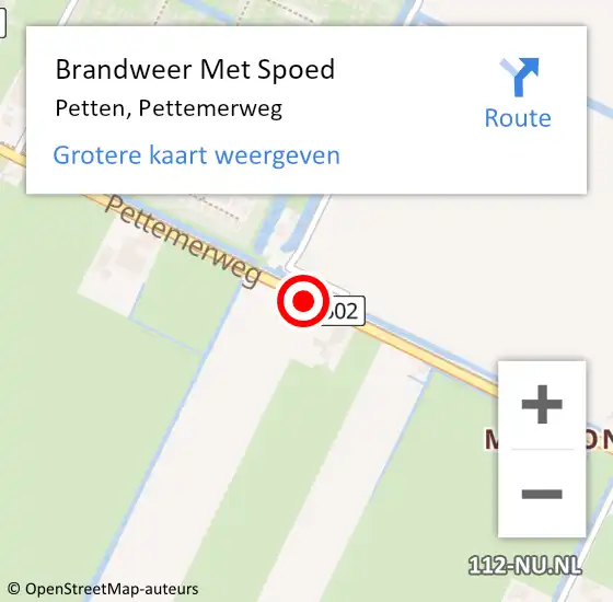 Locatie op kaart van de 112 melding: Brandweer Met Spoed Naar Petten, Pettemerweg op 16 november 2018 20:48