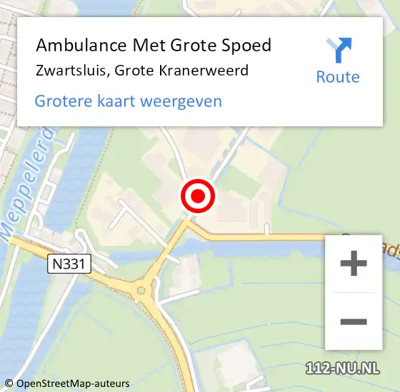 Locatie op kaart van de 112 melding: Ambulance Met Grote Spoed Naar Zwartsluis, Grote Kranerweerd op 16 november 2018 20:52