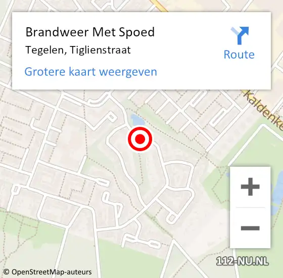 Locatie op kaart van de 112 melding: Brandweer Met Spoed Naar Tegelen, Tiglienstraat op 16 november 2018 21:15