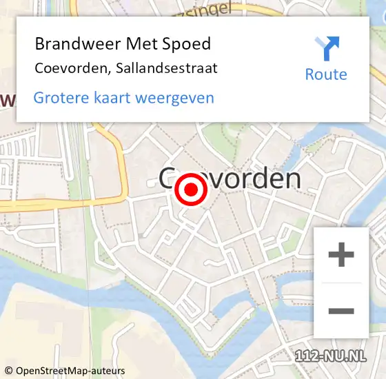 Locatie op kaart van de 112 melding: Brandweer Met Spoed Naar Coevorden, Sallandsestraat op 14 maart 2014 19:57