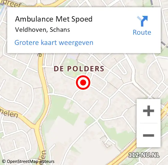 Locatie op kaart van de 112 melding: Ambulance Met Spoed Naar Veldhoven, Schans op 16 november 2018 22:24