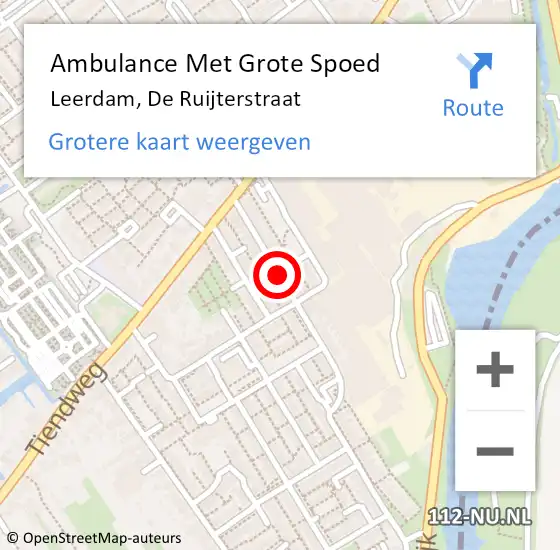 Locatie op kaart van de 112 melding: Ambulance Met Grote Spoed Naar Leerdam, De Ruijterstraat op 16 november 2018 22:39