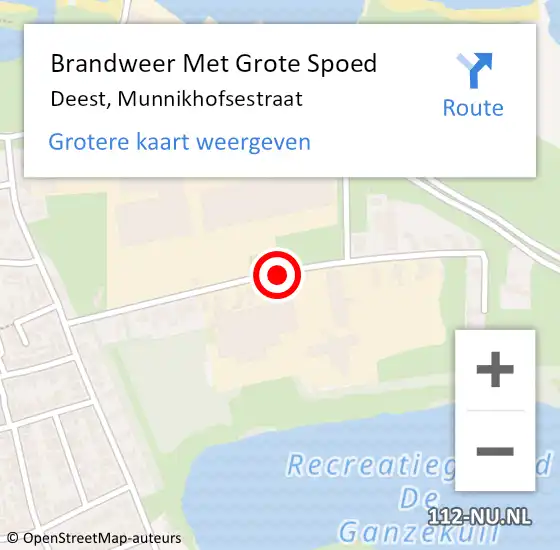 Locatie op kaart van de 112 melding: Brandweer Met Grote Spoed Naar Deest, Munnikhofsestraat op 17 november 2018 03:43