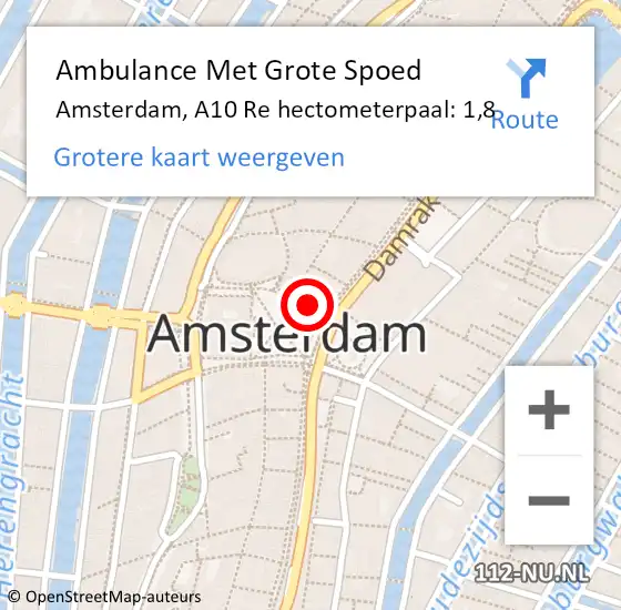 Locatie op kaart van de 112 melding: Ambulance Met Grote Spoed Naar Amsterdam, A4 Re hectometerpaal: 3,0 op 17 november 2018 04:17