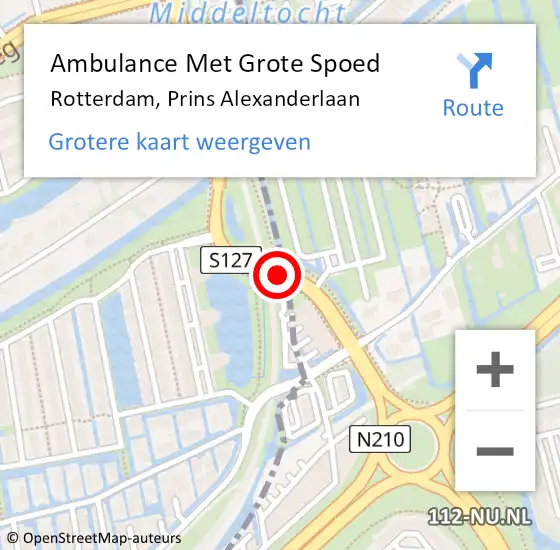 Locatie op kaart van de 112 melding: Ambulance Met Grote Spoed Naar Rotterdam, Prins Alexanderlaan op 17 november 2018 05:11