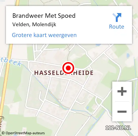 Locatie op kaart van de 112 melding: Brandweer Met Spoed Naar Velden, Molendijk op 17 november 2018 05:28