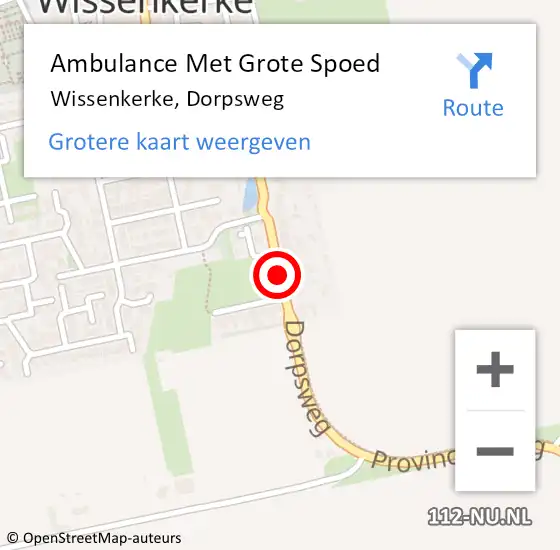 Locatie op kaart van de 112 melding: Ambulance Met Grote Spoed Naar Wissenkerke, Dorpsweg op 17 november 2018 06:51