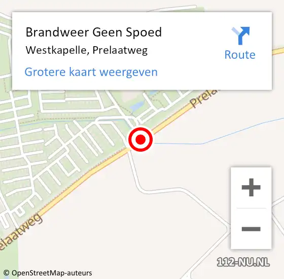 Locatie op kaart van de 112 melding: Brandweer Geen Spoed Naar Westkapelle, Prelaatweg op 17 november 2018 07:05