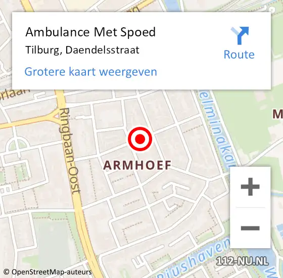 Locatie op kaart van de 112 melding: Ambulance Met Spoed Naar Tilburg, Daendelsstraat op 17 november 2018 07:30