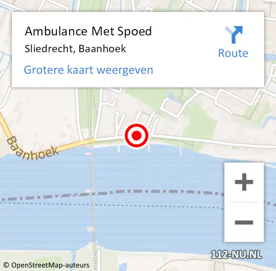 Locatie op kaart van de 112 melding: Ambulance Met Spoed Naar Sliedrecht, Baanhoek op 17 november 2018 08:12