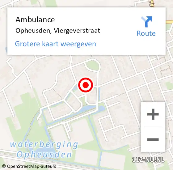 Locatie op kaart van de 112 melding: Ambulance Opheusden, Viergeverstraat op 17 november 2018 08:14