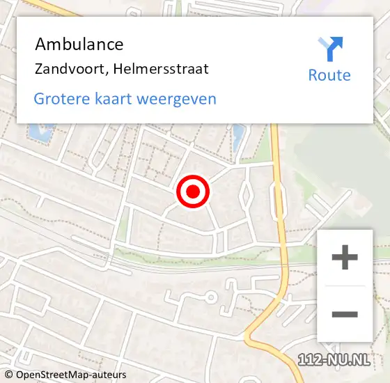 Locatie op kaart van de 112 melding: Ambulance Zandvoort, Helmersstraat op 17 november 2018 09:27