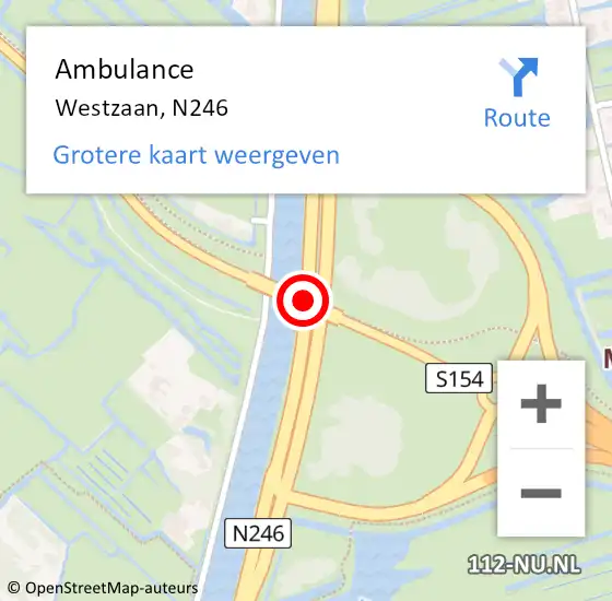 Locatie op kaart van de 112 melding: Ambulance Westzaan, N246 op 17 november 2018 09:52