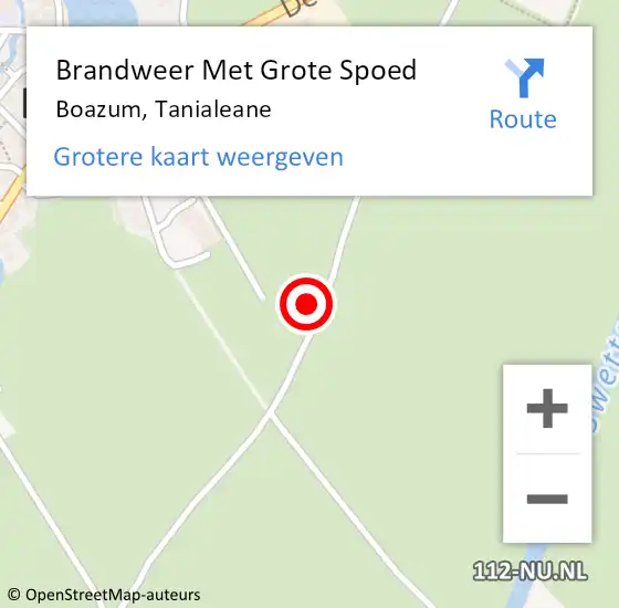 Locatie op kaart van de 112 melding: Brandweer Met Grote Spoed Naar Boazum, Tanialeane op 14 maart 2014 20:42