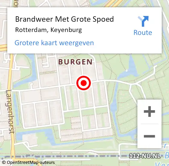 Locatie op kaart van de 112 melding: Brandweer Met Grote Spoed Naar Rotterdam, Keyenburg op 17 november 2018 12:07