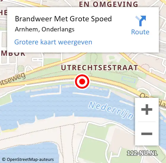 Locatie op kaart van de 112 melding: Brandweer Met Grote Spoed Naar Arnhem, Onderlangs op 17 november 2018 12:14