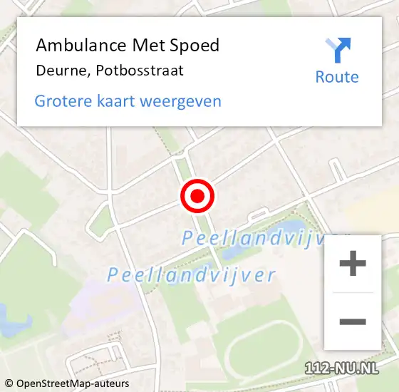 Locatie op kaart van de 112 melding: Ambulance Met Spoed Naar Deurne, Potbosstraat op 17 november 2018 12:18