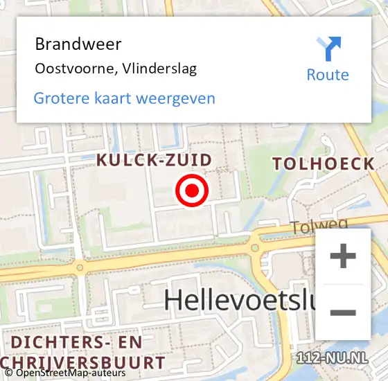 Locatie op kaart van de 112 melding: Brandweer Oostvoorne, Vlinderslag op 17 november 2018 12:20