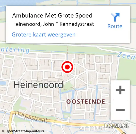 Locatie op kaart van de 112 melding: Ambulance Met Grote Spoed Naar Heinenoord, John F Kennedystraat op 17 november 2018 13:06