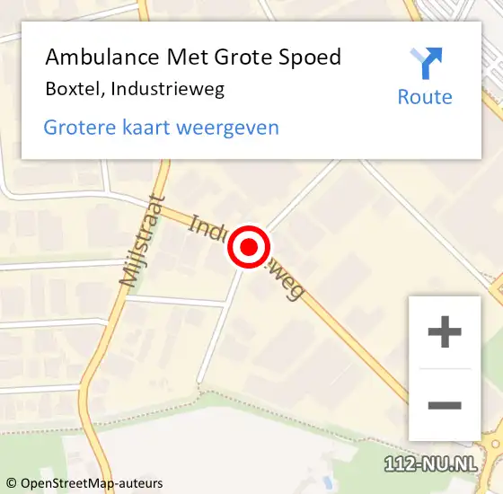 Locatie op kaart van de 112 melding: Ambulance Met Grote Spoed Naar Boxtel, Industrieweg op 17 november 2018 13:11