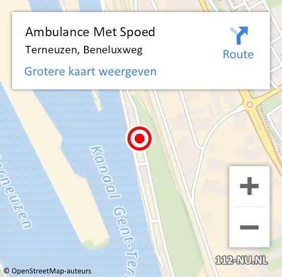 Locatie op kaart van de 112 melding: Ambulance Met Spoed Naar Terneuzen, Beneluxweg op 17 november 2018 13:13