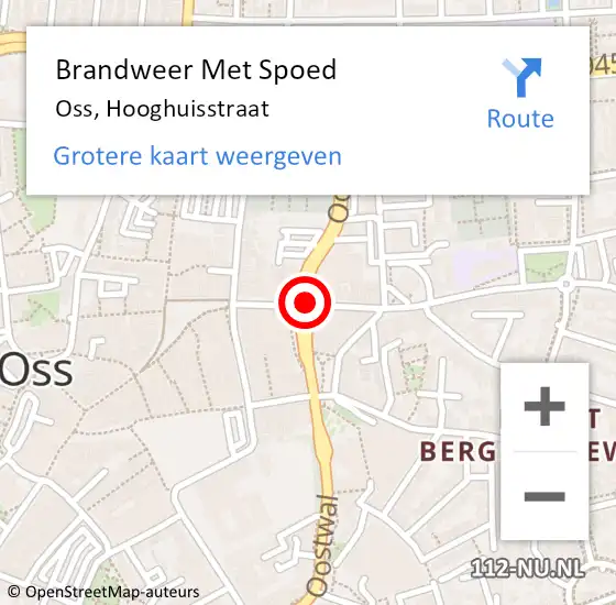 Locatie op kaart van de 112 melding: Brandweer Met Spoed Naar Oss, Hooghuisstraat op 17 november 2018 13:45