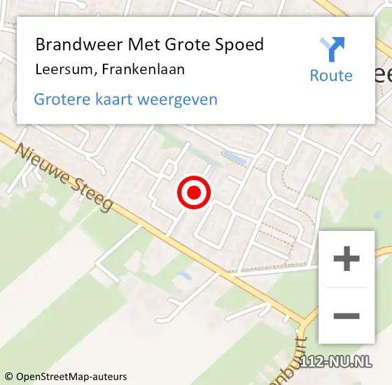 Locatie op kaart van de 112 melding: Brandweer Met Grote Spoed Naar Leersum, Frankenlaan op 17 november 2018 13:52