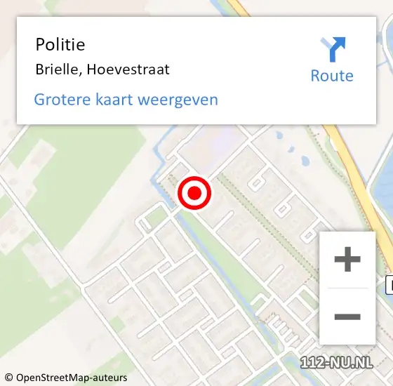 Locatie op kaart van de 112 melding: Politie Brielle, Hoevestraat op 17 november 2018 13:59