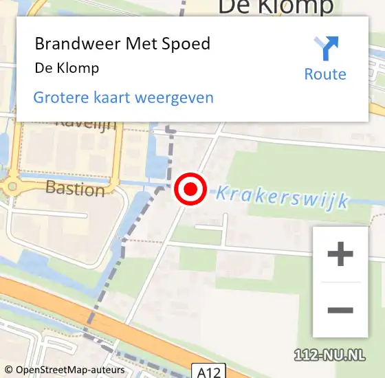 Locatie op kaart van de 112 melding: Brandweer Met Spoed Naar De Klomp, Veenendaalseweg op 17 november 2018 15:24