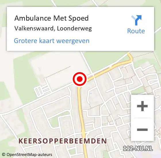 Locatie op kaart van de 112 melding: Ambulance Met Spoed Naar Valkenswaard, Loonderweg op 17 november 2018 15:46