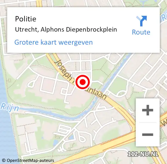Locatie op kaart van de 112 melding: Politie Utrecht, Alphons Diepenbrockplein op 17 november 2018 15:53