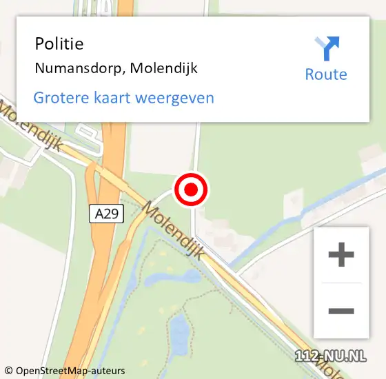 Locatie op kaart van de 112 melding: Politie Numansdorp, Molendijk op 17 november 2018 15:54
