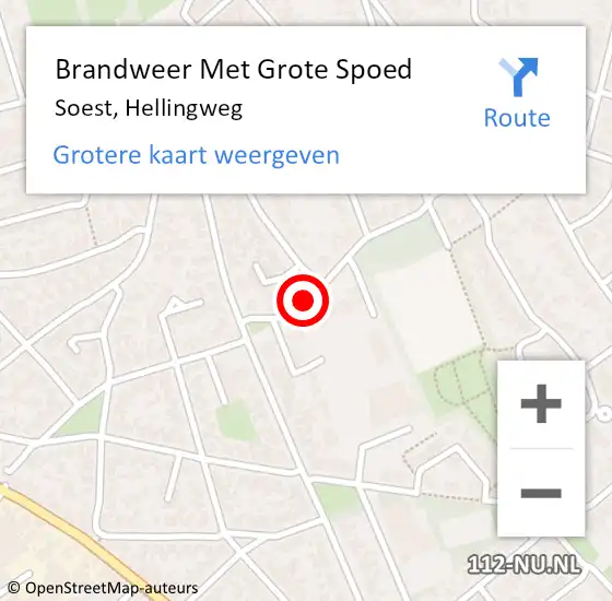 Locatie op kaart van de 112 melding: Brandweer Met Grote Spoed Naar Soest, Hellingweg op 17 november 2018 16:00